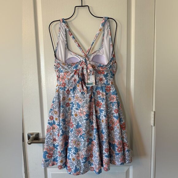 B2prity Women's One Piece Swimdress Swimsuit Tummy Control Floral XXL 2XL NWT - Picture 4 of 8